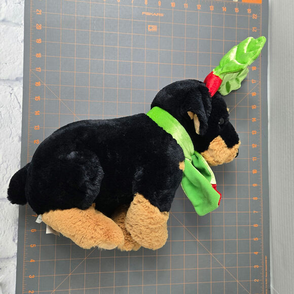 Walmart Holiday Rottweiler Dog Plush Stuffed Animal Leaf Antlers Penguin Scarf - Picture 12 of 16